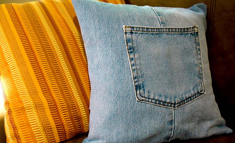 Pillow cover made from jeans