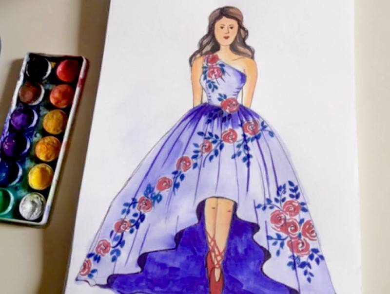 Watercolor dress painting