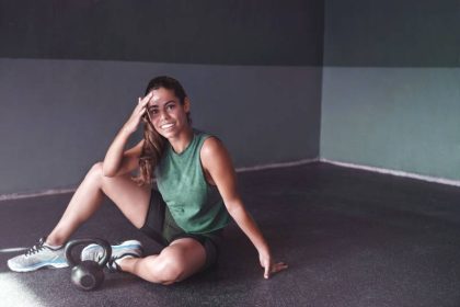 Girl who resting after exercise