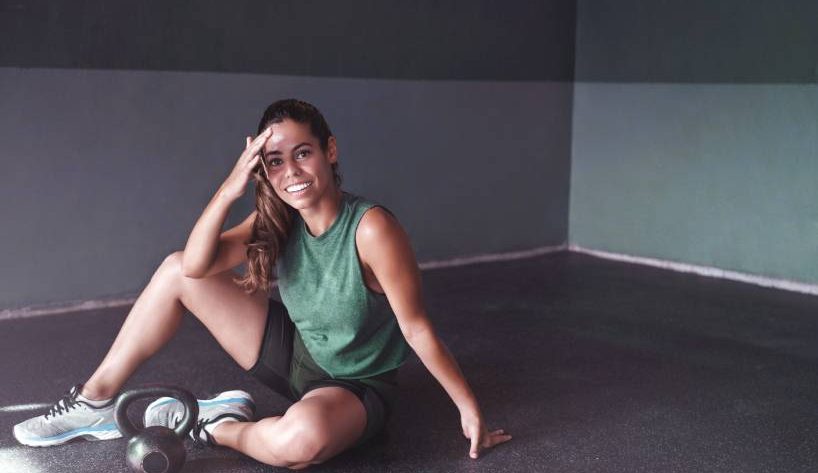 Girl who resting after exercise