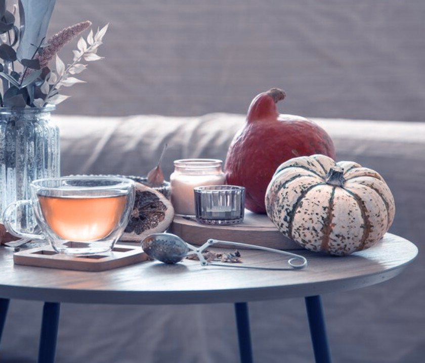 Essential decor whit tea and decorative vegetables by GrlTalk.com